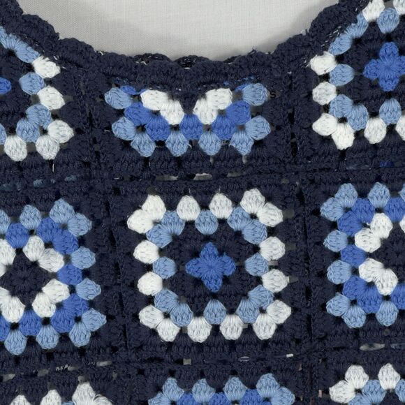 Granny Square Crochet Top Crochet Vest Women’s Top Tank 90’s Y2K Retro Boho Crop - Picture 4 of 12